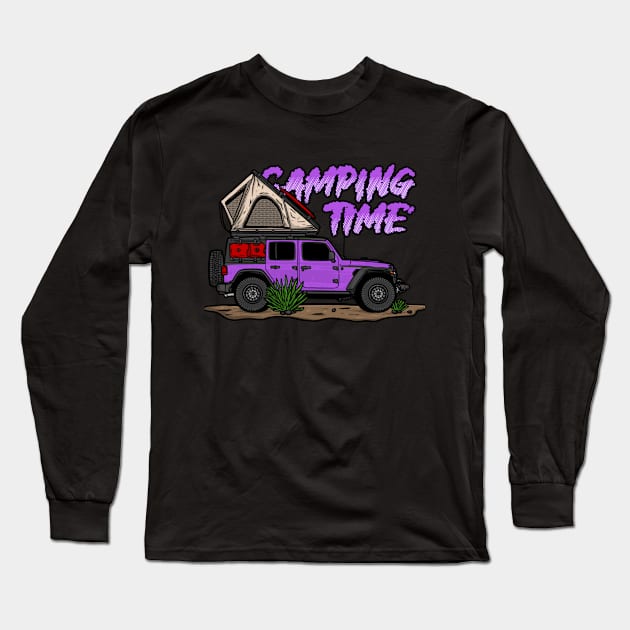 Jeep Design - Purple Long Sleeve T-Shirt by 4x4 Sketch